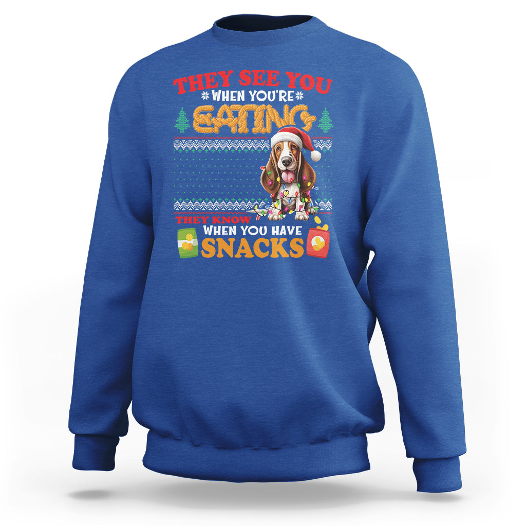 Christmas Sweatshirt Basset Hound See You're Eating Dog Lover - Wonder Print Shop