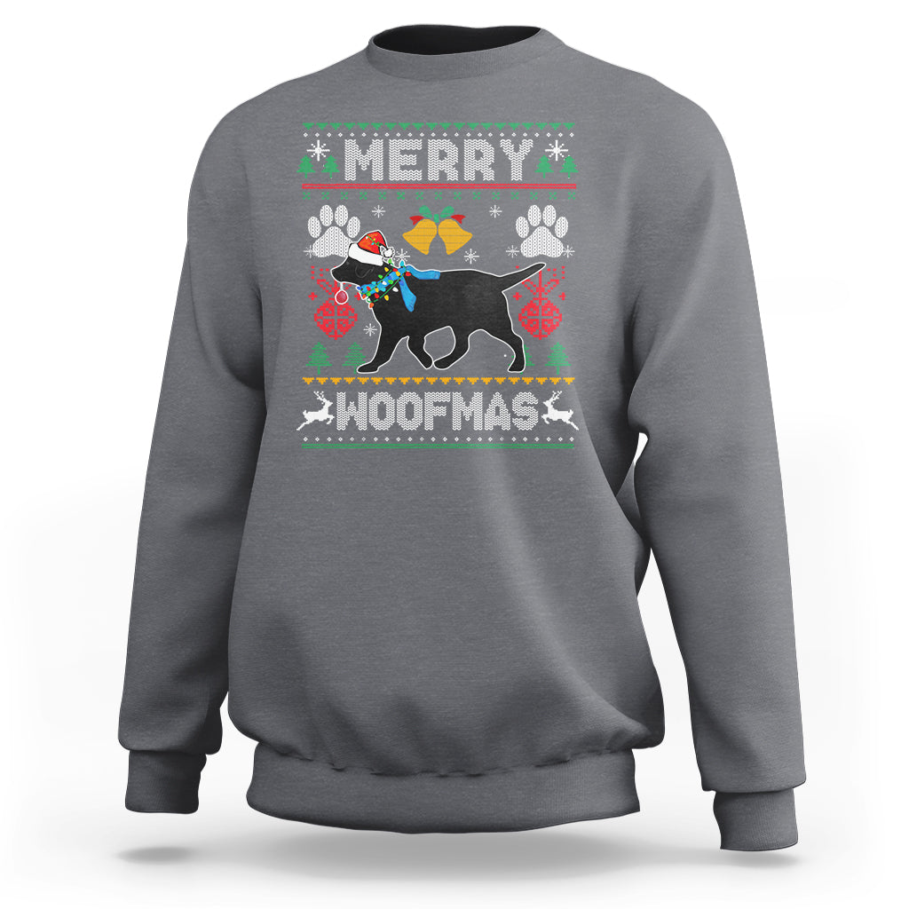 Christmas Sweatshirt Merry Woofmas Black Lab Dog Lover - Wonder Print Shop