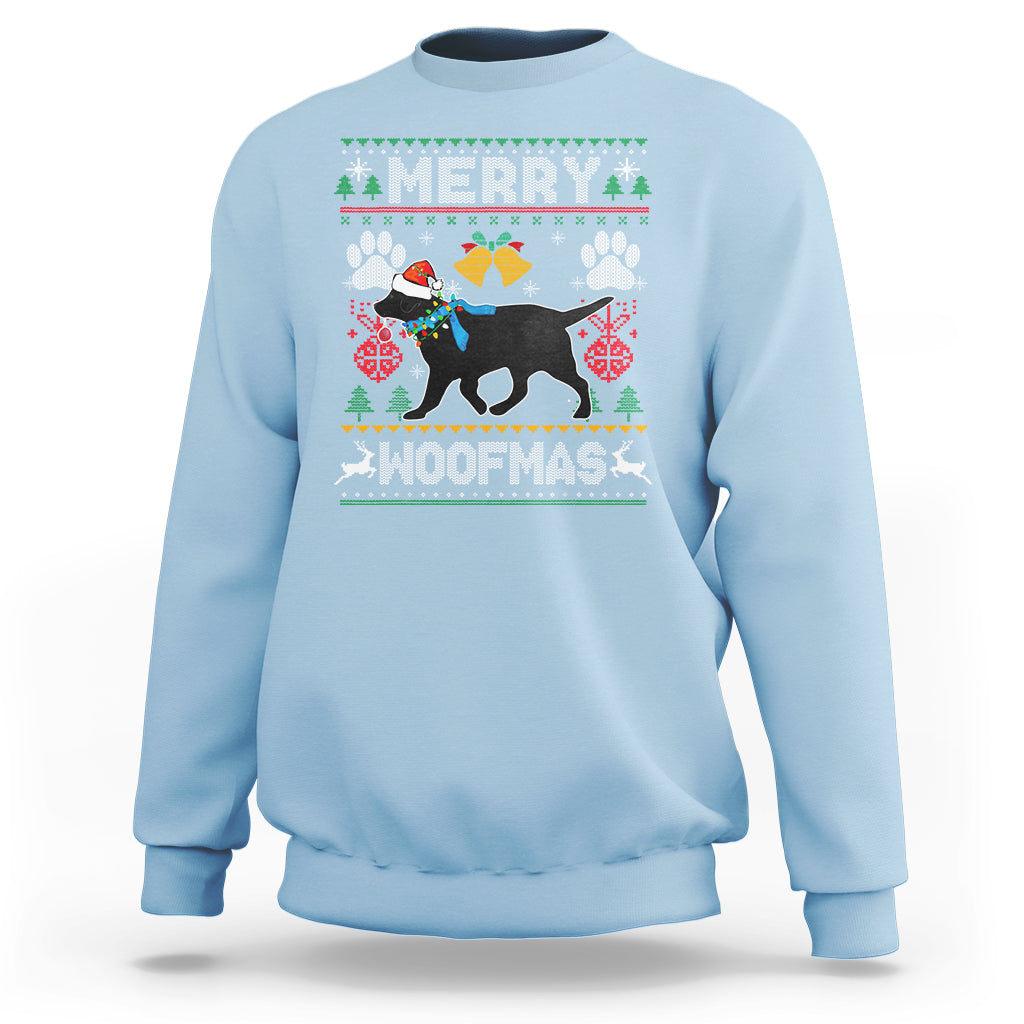 Christmas Sweatshirt Merry Woofmas Black Lab Dog Lover - Wonder Print Shop