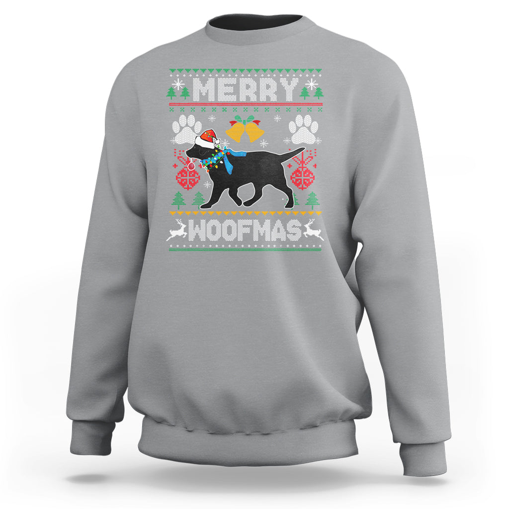 Christmas Sweatshirt Merry Woofmas Black Lab Dog Lover - Wonder Print Shop