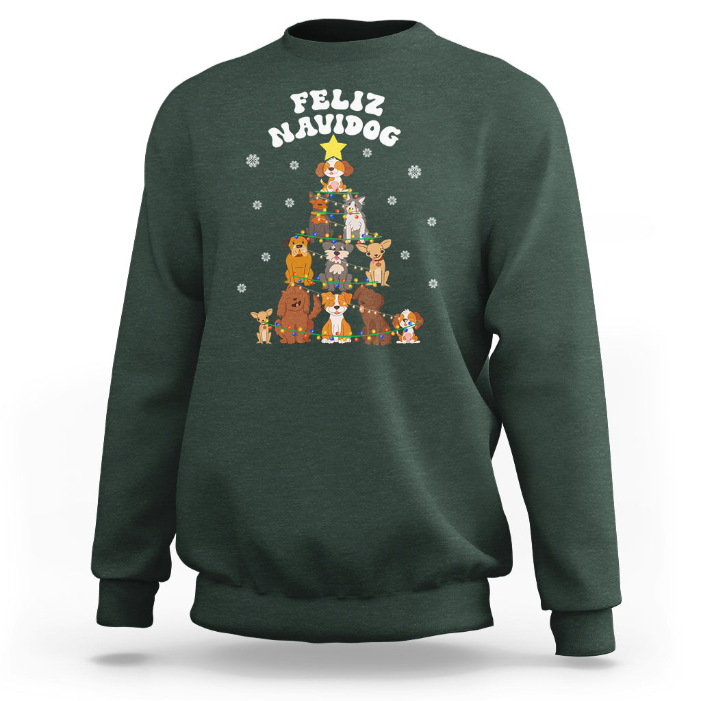 Feliz Navidog Dog Christmas Tree Sweatshirt - Wonder Print Shop