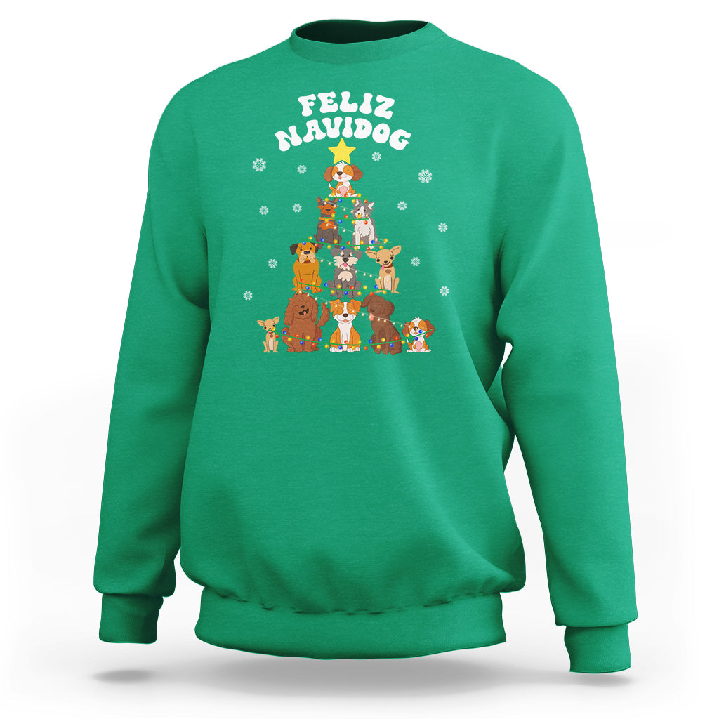 Feliz Navidog Dog Christmas Tree Sweatshirt - Wonder Print Shop