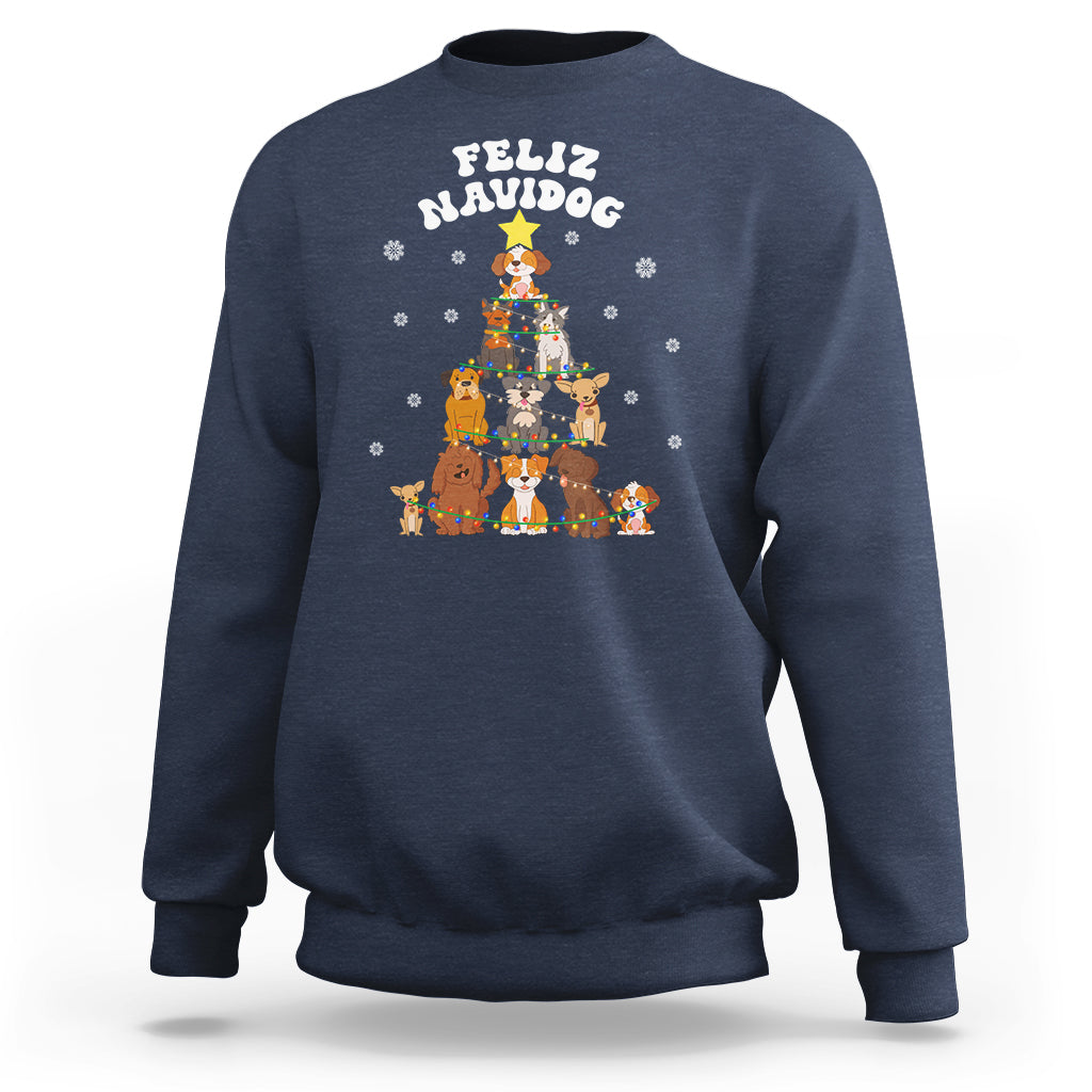 Feliz Navidog Dog Christmas Tree Sweatshirt - Wonder Print Shop