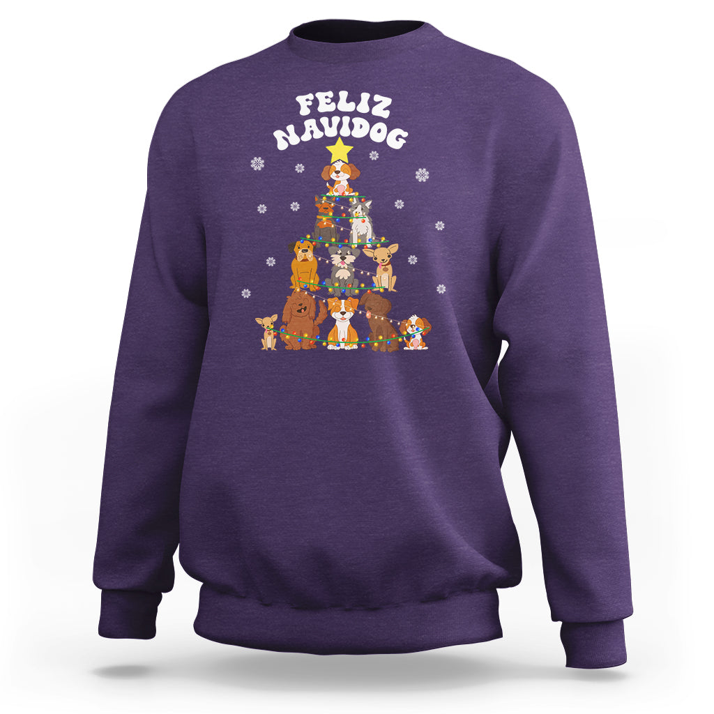 Feliz Navidog Dog Christmas Tree Sweatshirt - Wonder Print Shop