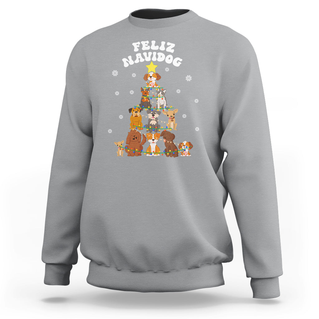 Feliz Navidog Dog Christmas Tree Sweatshirt - Wonder Print Shop