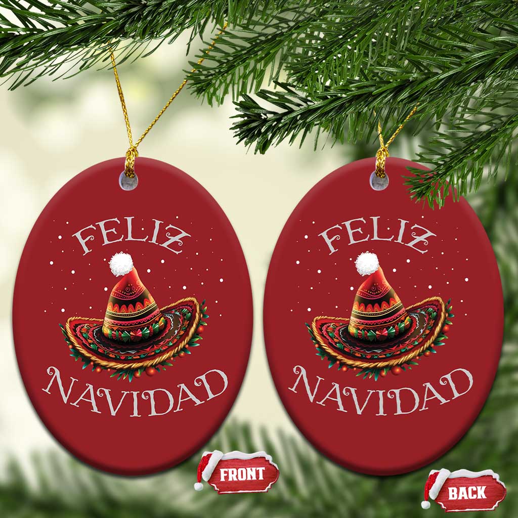 Mexico Xmas Christmas Ornament Feliz Navidad Santa Hat Sombrero - Wonder Print Shop