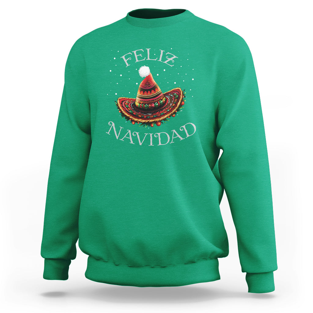 Christmas in Mexico Sweatshirt Feliz Navidad Santa Hat Sombrero - Wonder Print Shop