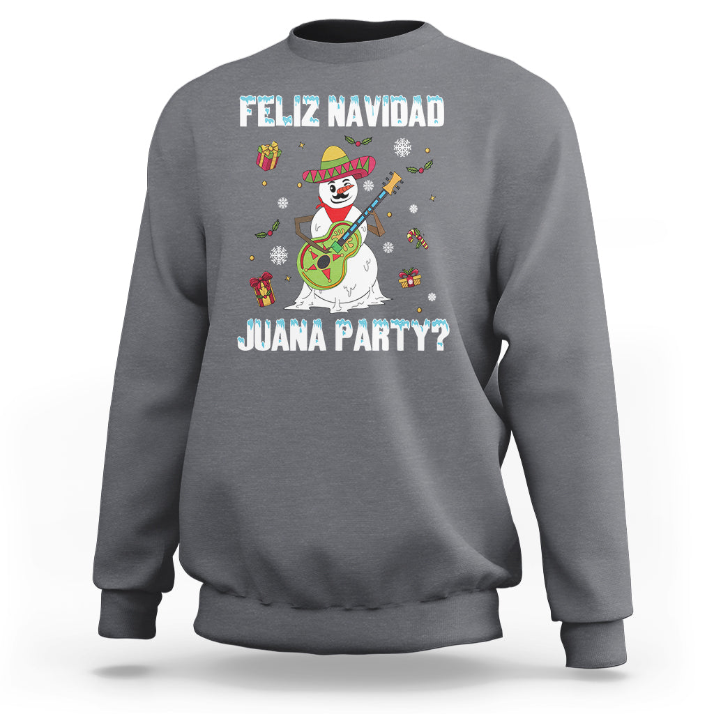Christmas in Mexico Sweatshirt Feliz Navidad Juana Party Snowman Dancing - Wonder Print Shop