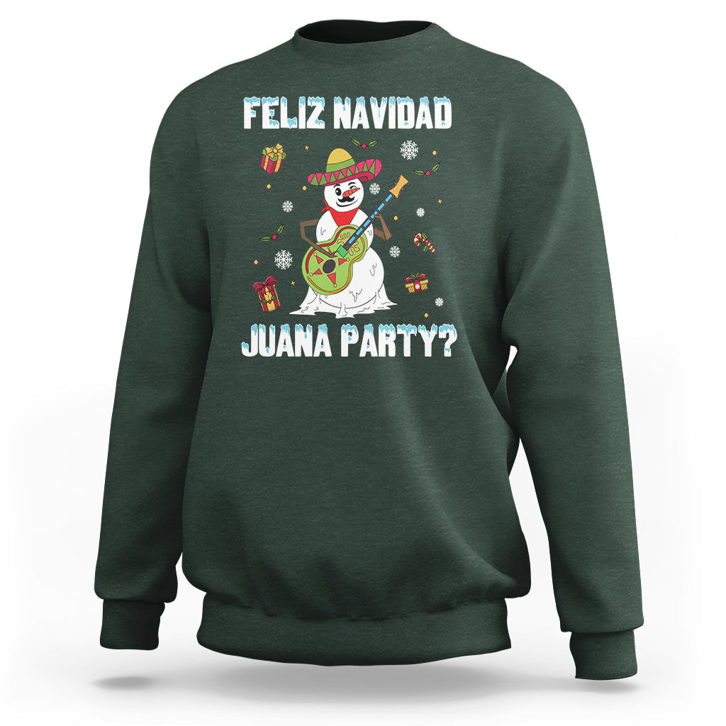 Christmas in Mexico Sweatshirt Feliz Navidad Juana Party Snowman Dancing - Wonder Print Shop