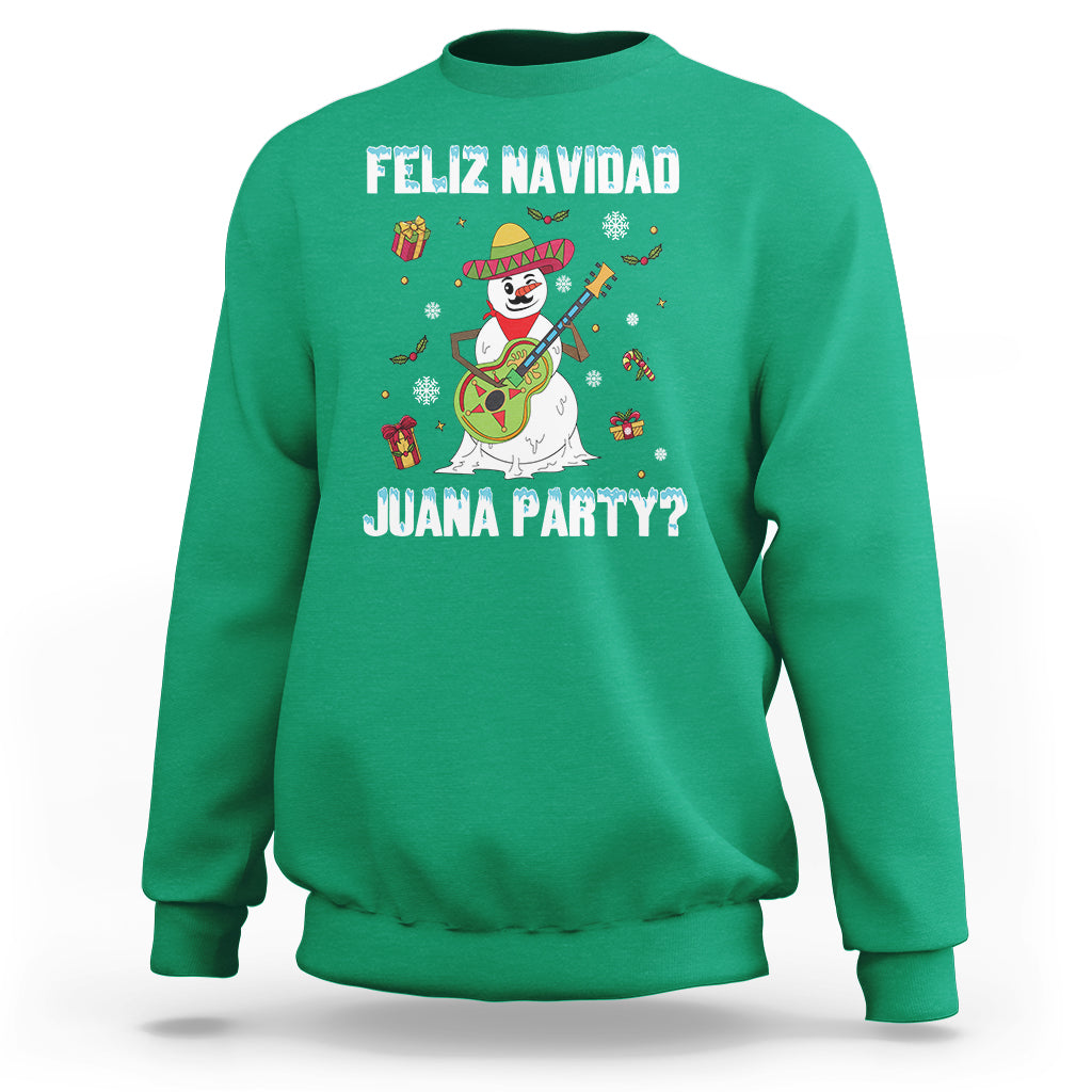 Christmas in Mexico Sweatshirt Feliz Navidad Juana Party Snowman Dancing - Wonder Print Shop