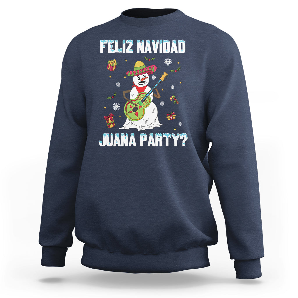 Christmas in Mexico Sweatshirt Feliz Navidad Juana Party Snowman Dancing - Wonder Print Shop
