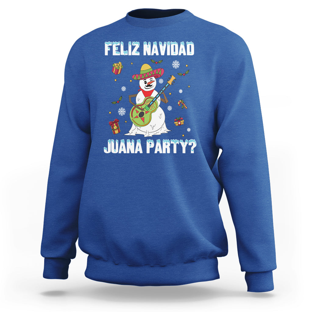 Christmas in Mexico Sweatshirt Feliz Navidad Juana Party Snowman Dancing - Wonder Print Shop