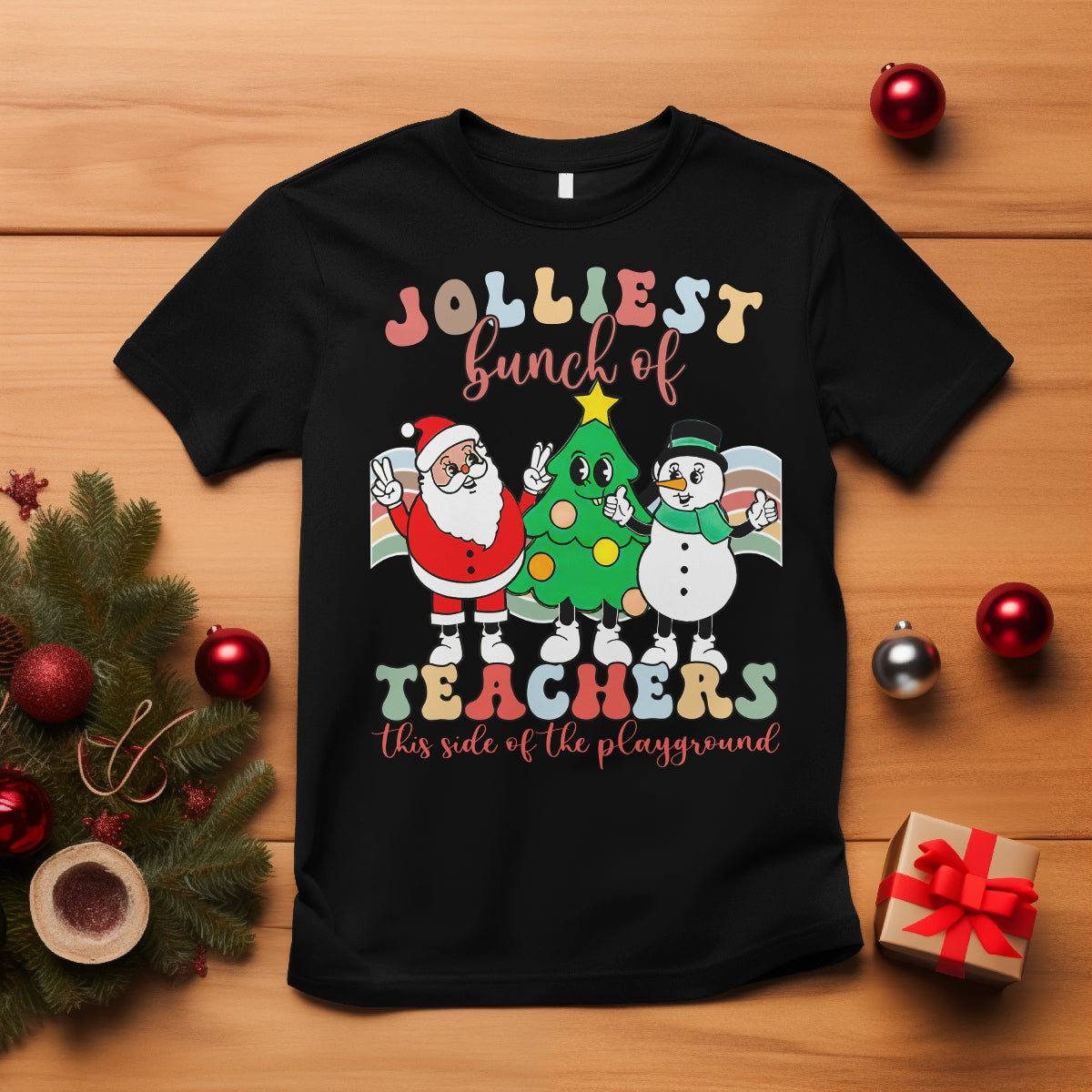 Christmas T Shirt Jolliest Bunch Of Teachers This Side Of The Playground - Wonder Print Shop