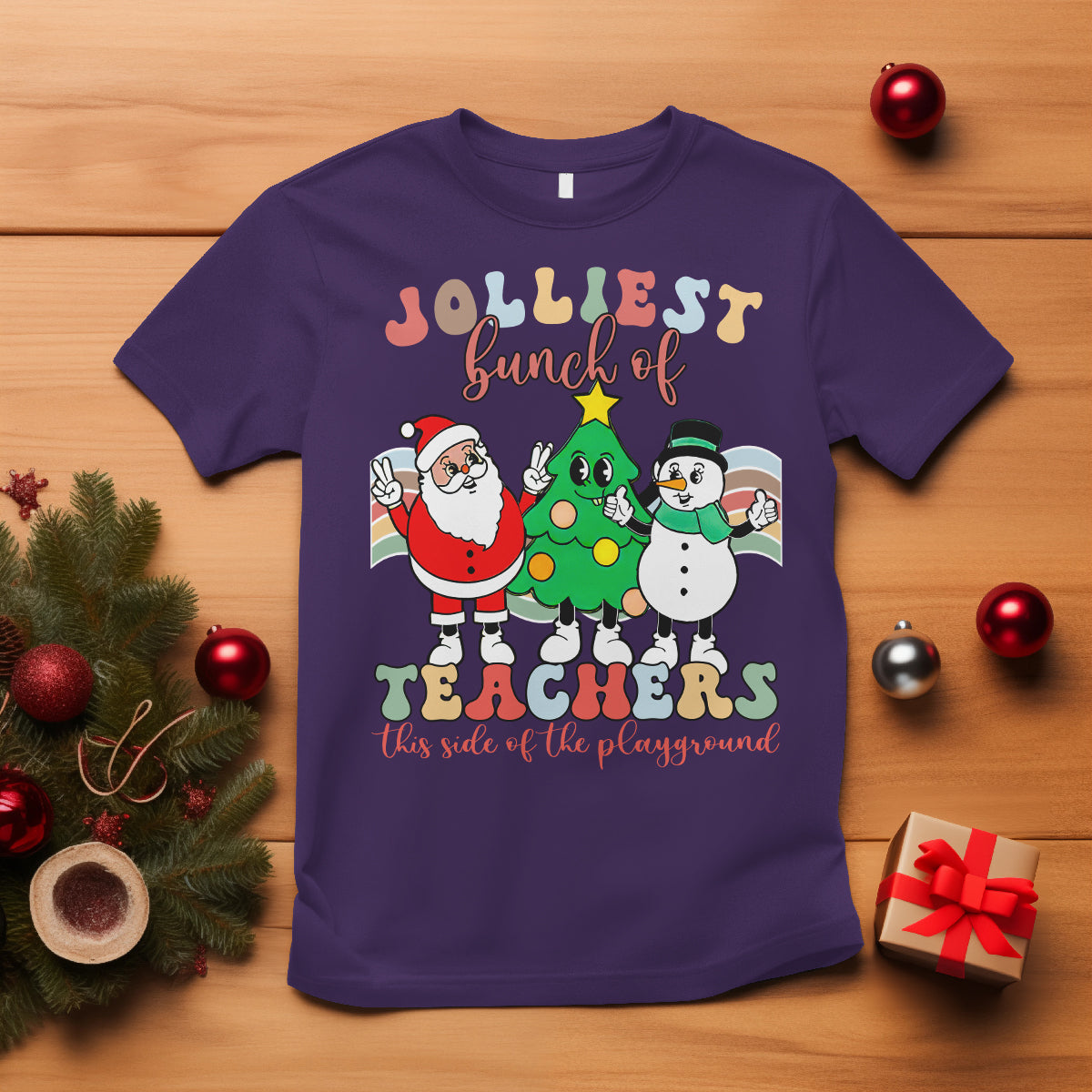 Christmas T Shirt Jolliest Bunch Of Teachers This Side Of The Playground - Wonder Print Shop