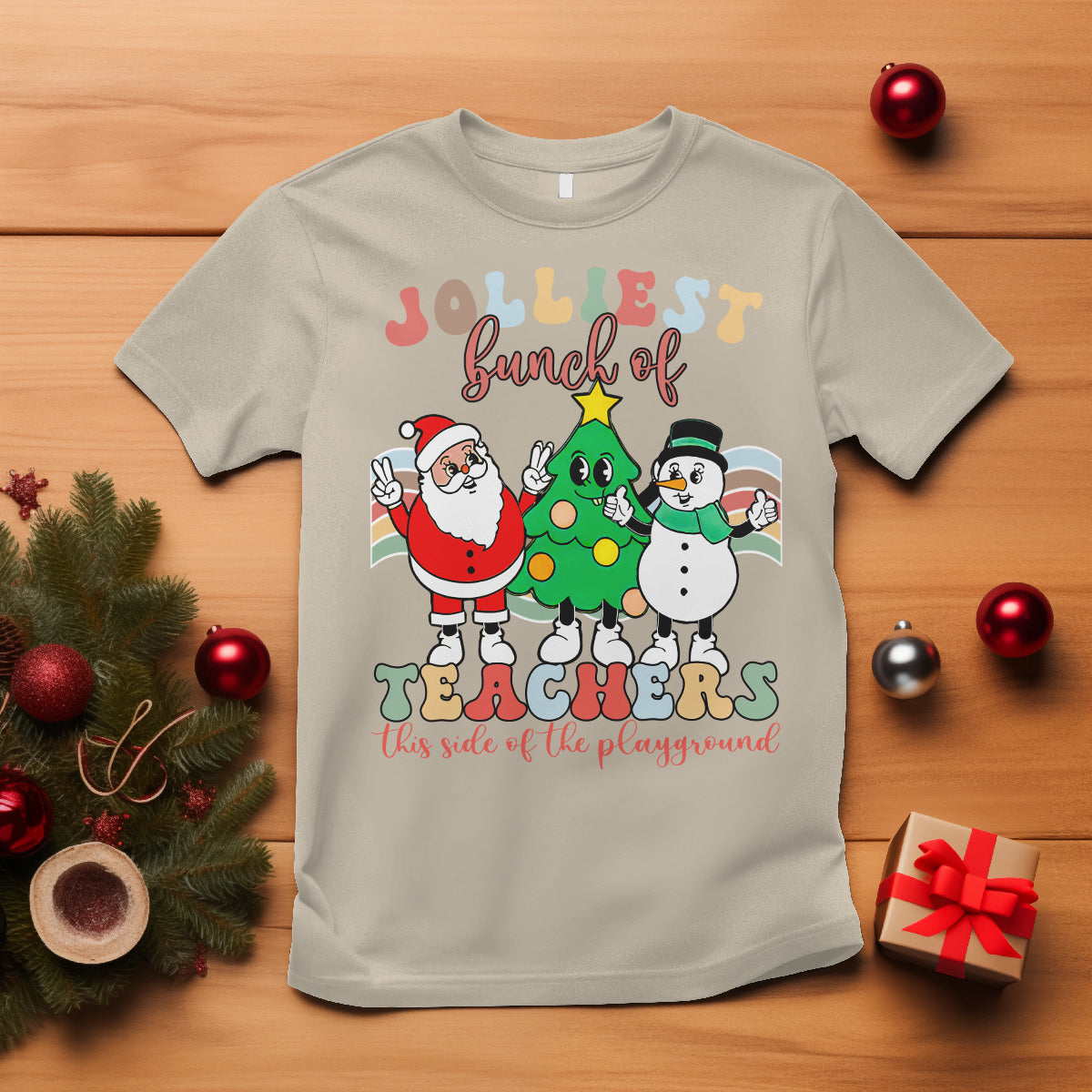 Christmas T Shirt Jolliest Bunch Of Teachers This Side Of The Playground - Wonder Print Shop