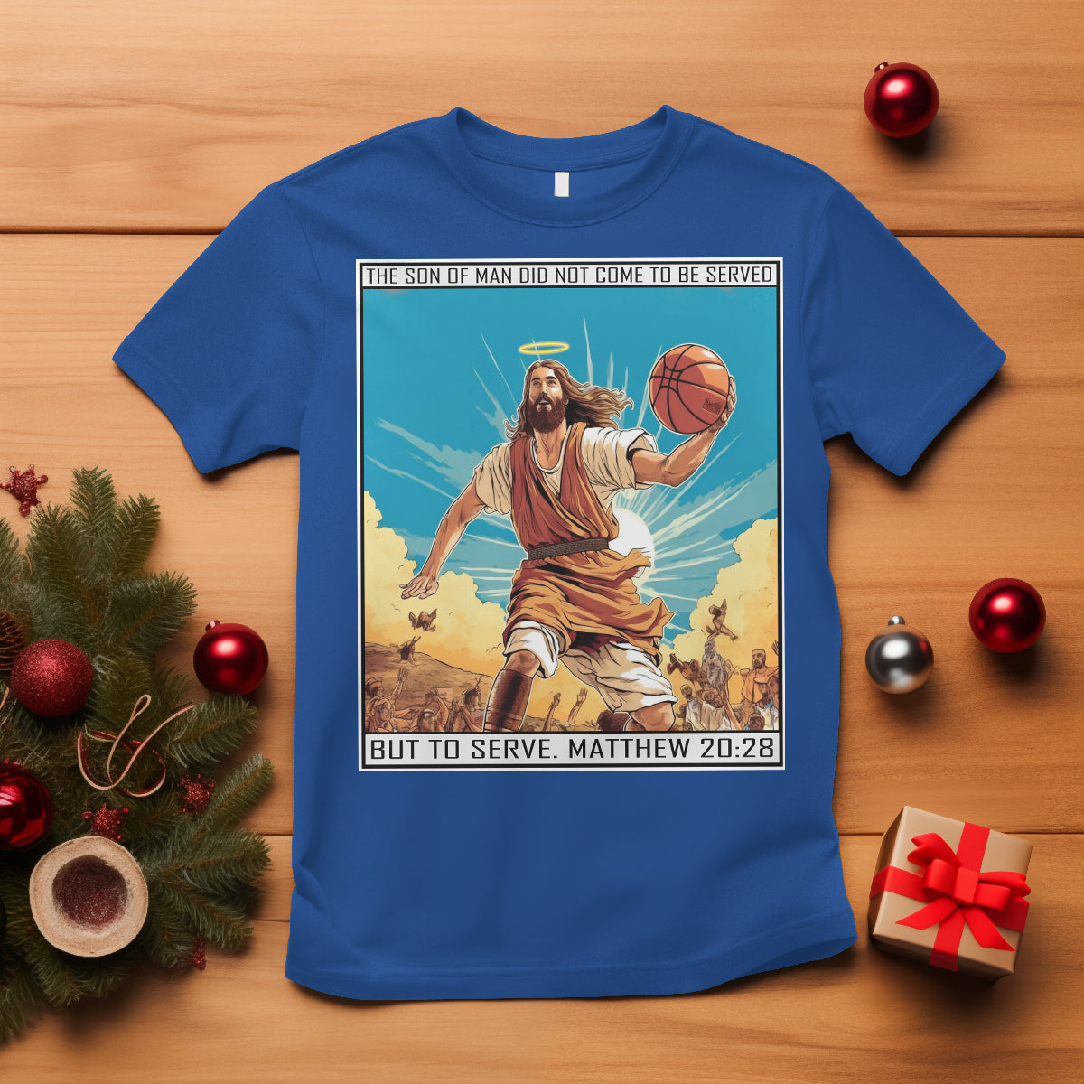 Christmas T Shirt Jesus Baseketball Player Crossing Up Christian Funny Xmas - Wonder Print Shop