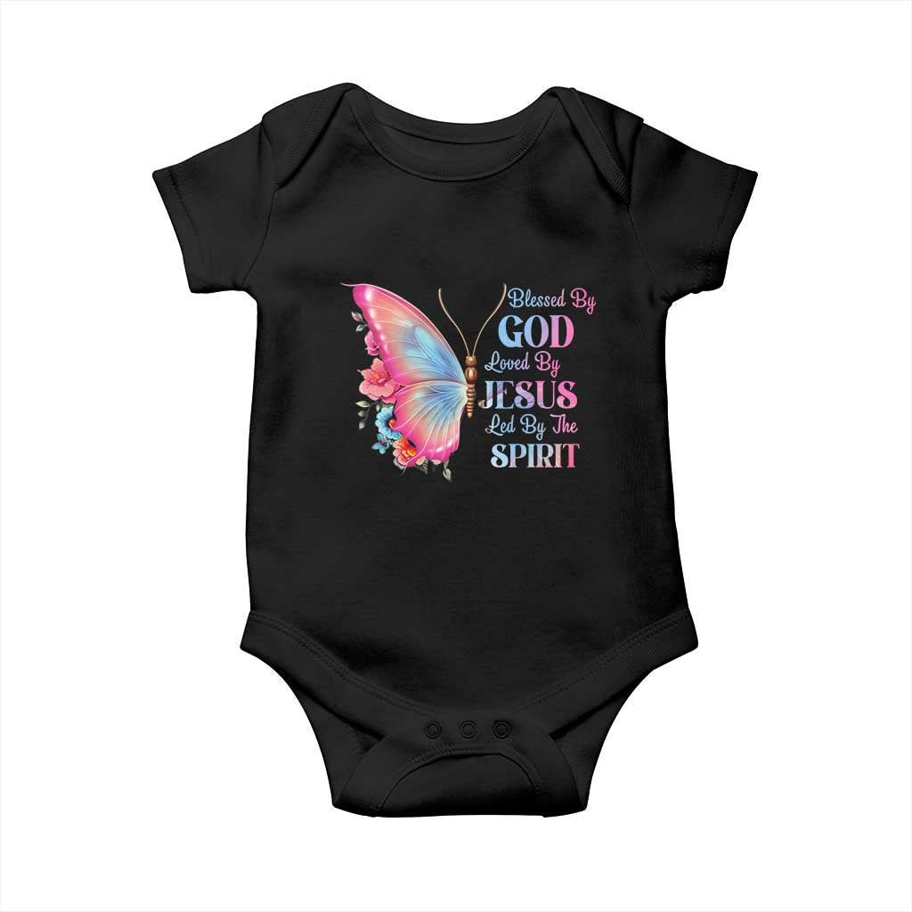 Christian Baby Onesie Blessed By God Loved By Jesus Led By The Spirit