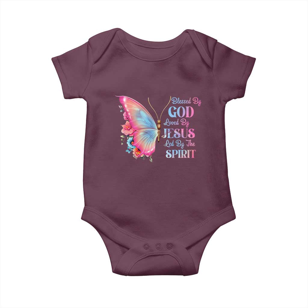 Christian Baby Onesie Blessed By God Loved By Jesus Led By The Spirit