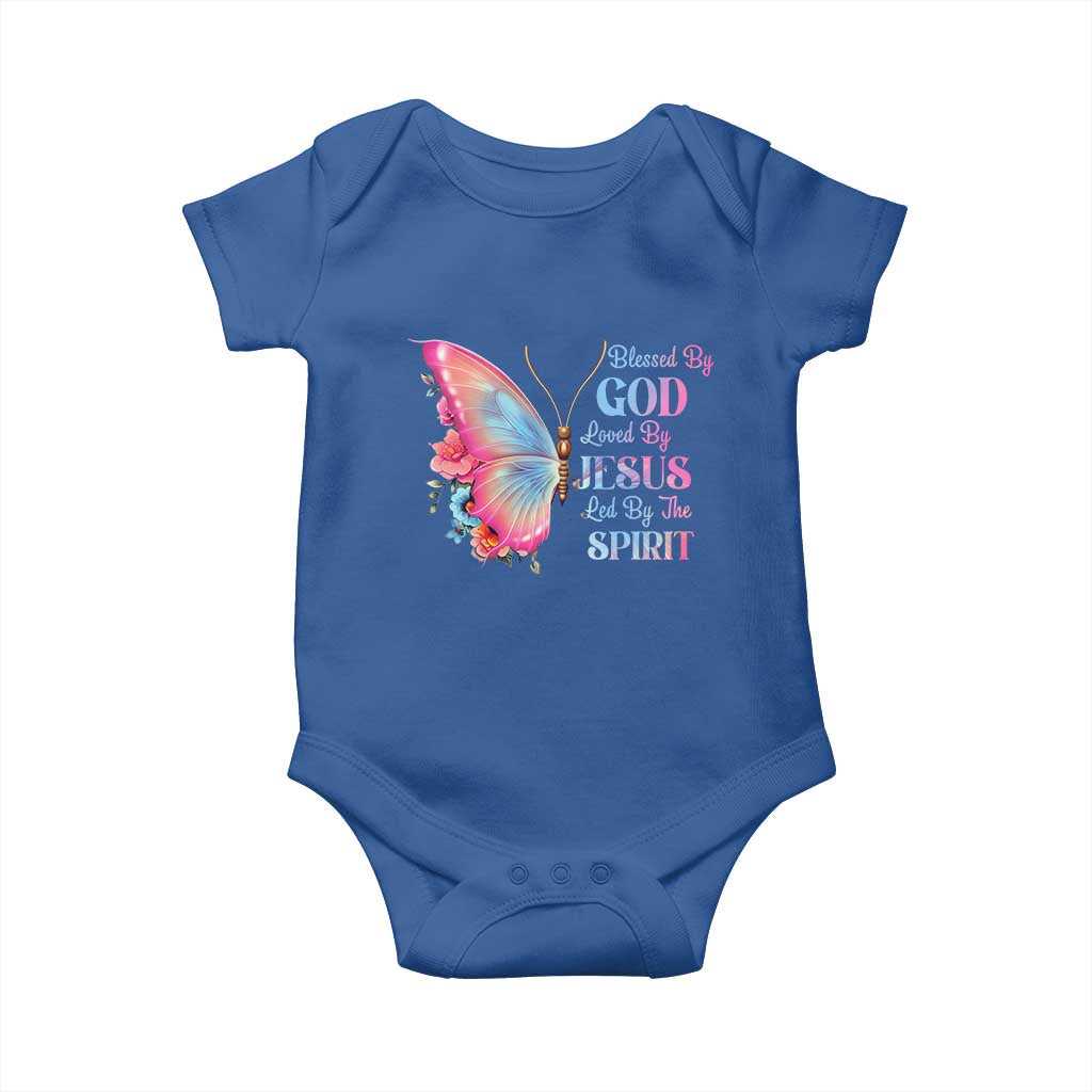 Christian Baby Onesie Blessed By God Loved By Jesus Led By The Spirit