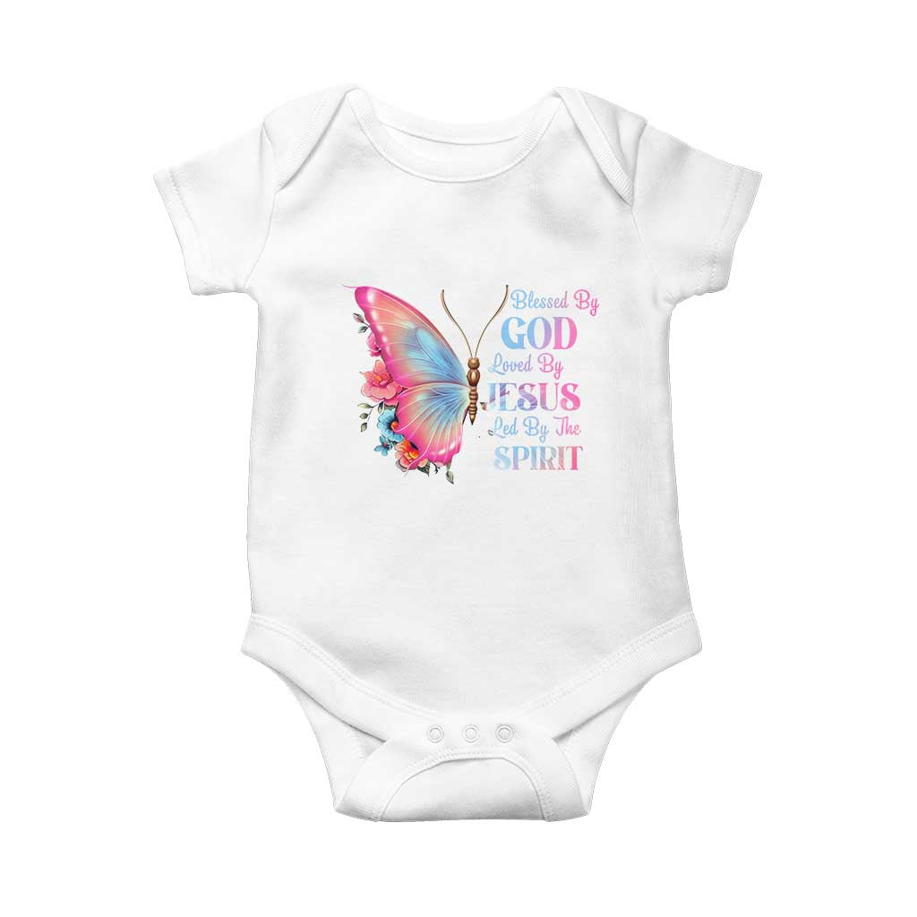 Christian Baby Onesie Blessed By God Loved By Jesus Led By The Spirit