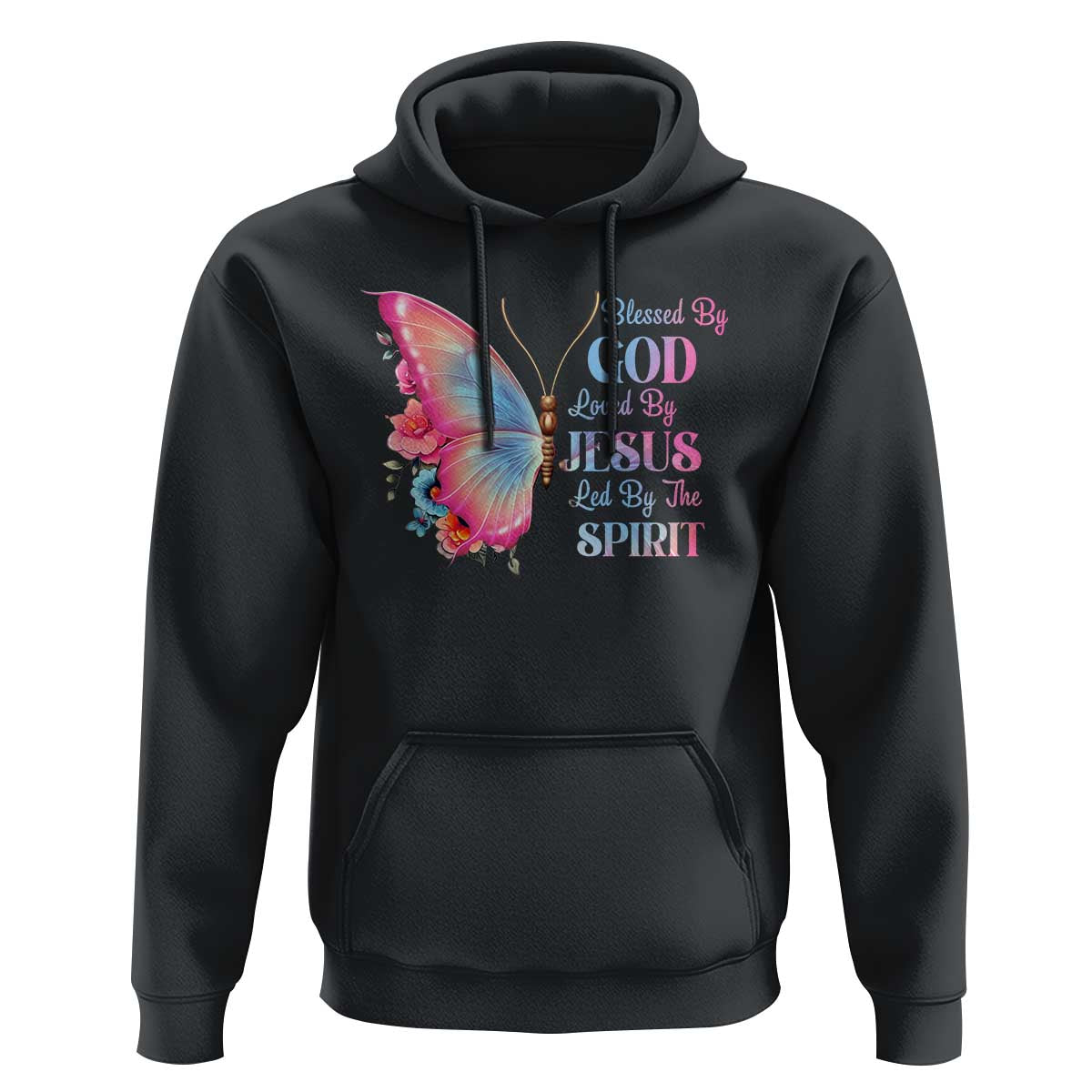 Christian Hoodie Blessed By God Loved By Jesus Led By The Spirit