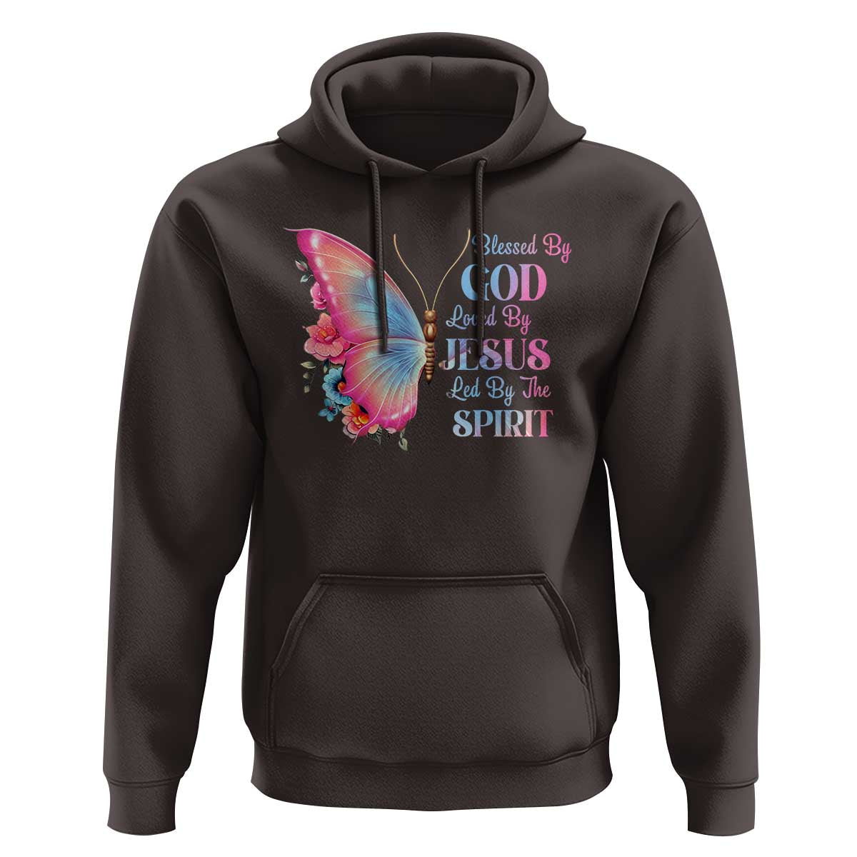 Christian Hoodie Blessed By God Loved By Jesus Led By The Spirit