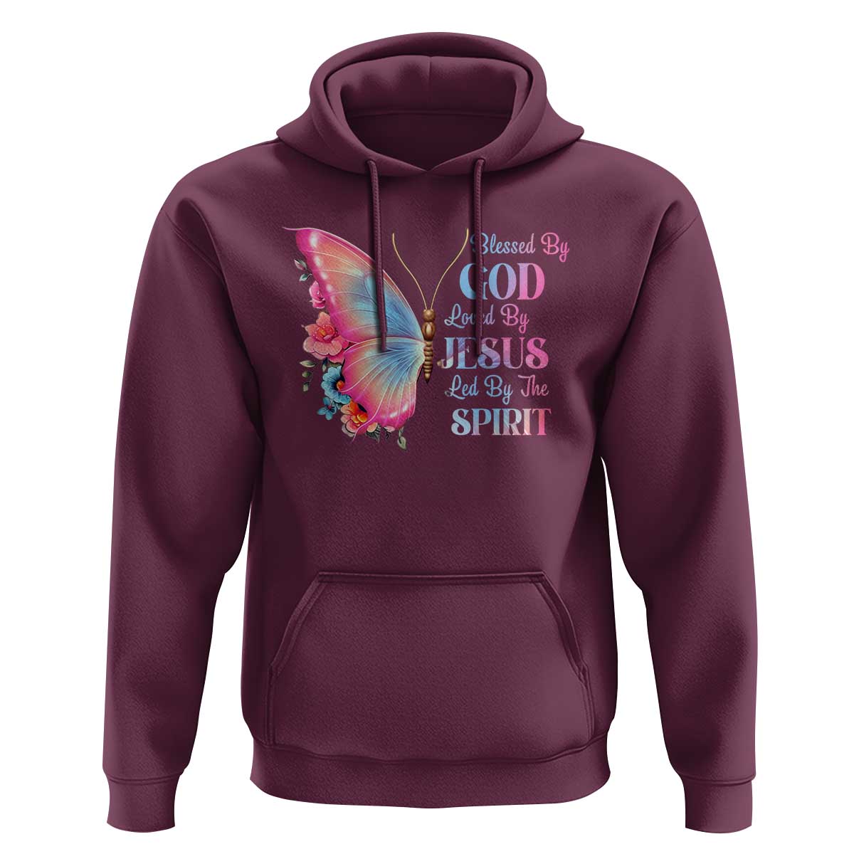 Christian Hoodie Blessed By God Loved By Jesus Led By The Spirit
