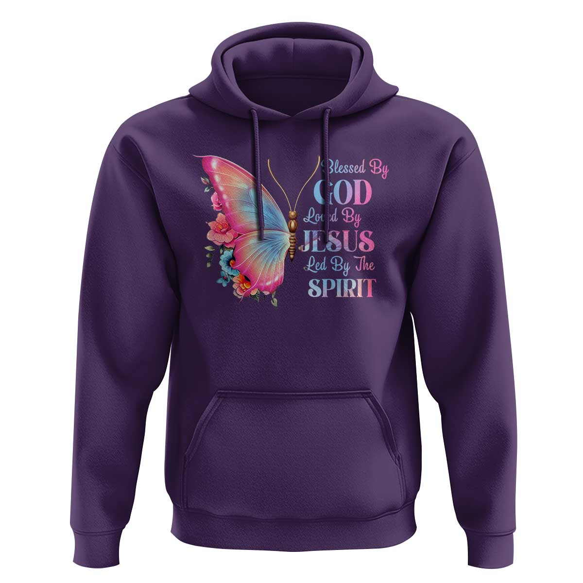 Christian Hoodie Blessed By God Loved By Jesus Led By The Spirit