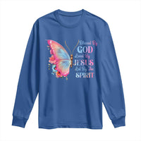 Christian Long Sleeve Shirt Blessed By God Loved By Jesus Led By The Spirit
