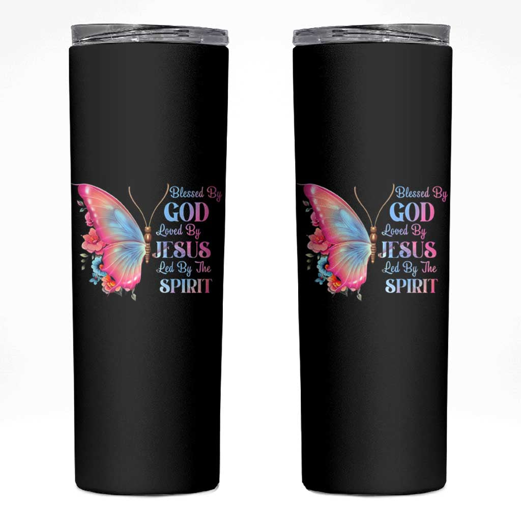 Christian Skinny Tumbler Blessed By God Loved By Jesus Led By The Spirit