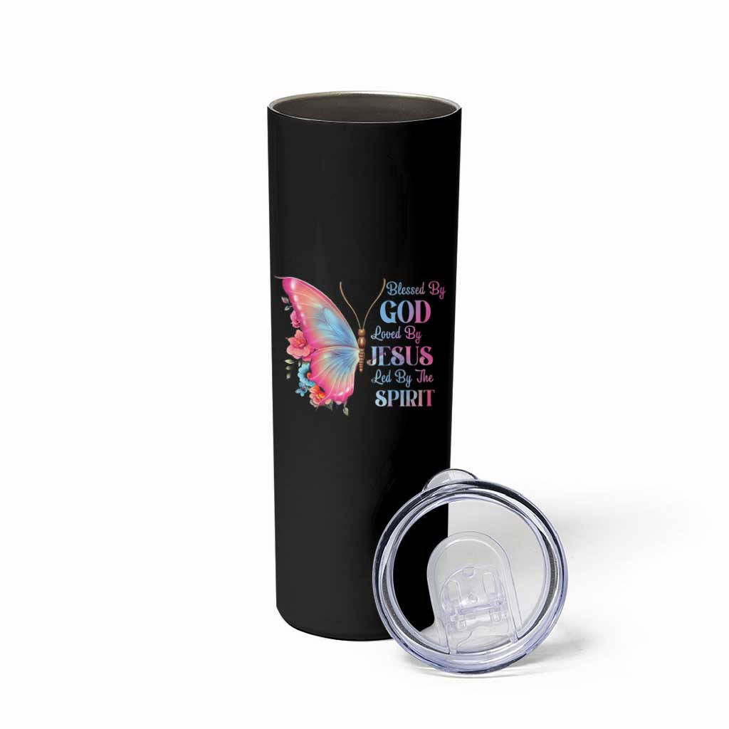 Christian Skinny Tumbler Blessed By God Loved By Jesus Led By The Spirit