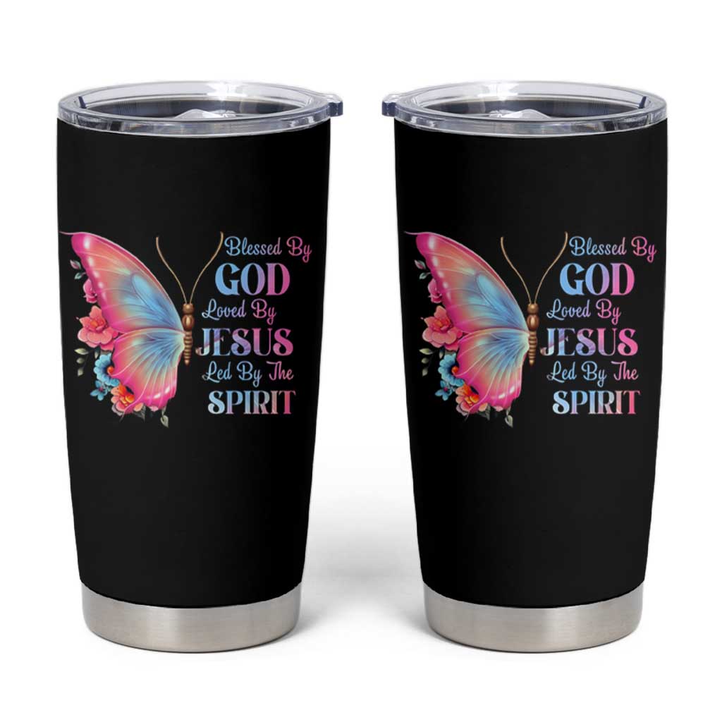 Christian Tumbler Cup Blessed By God Loved By Jesus Led By The Spirit