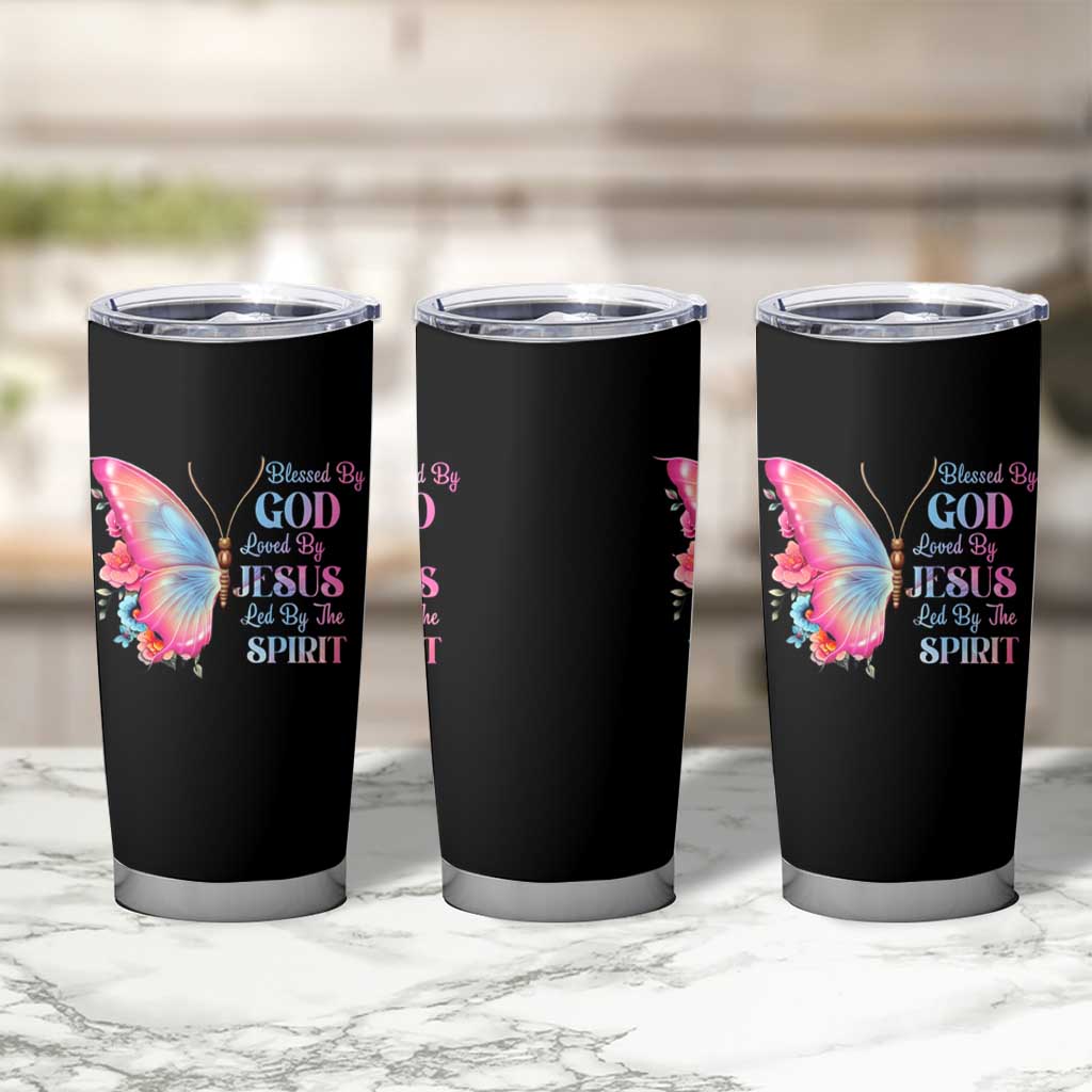 Christian Tumbler Cup Blessed By God Loved By Jesus Led By The Spirit