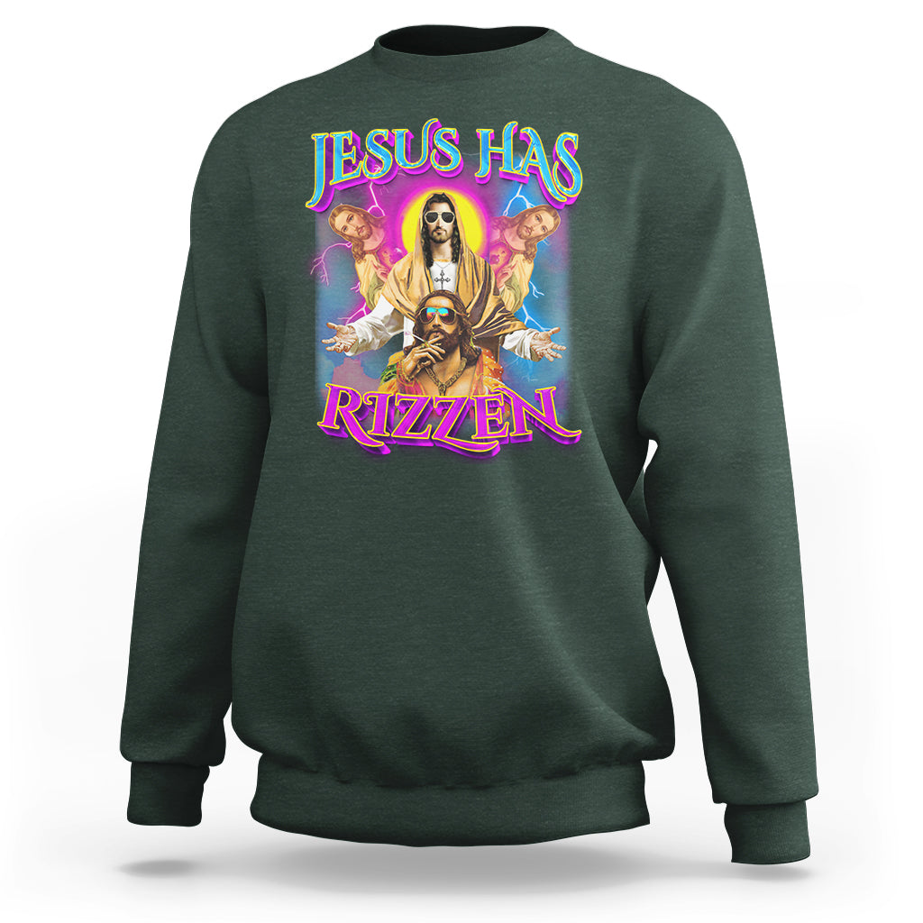 Jesus Has Rizzen Christian Funny Cool Meme Sweatshirt - Wonder Print Shop
