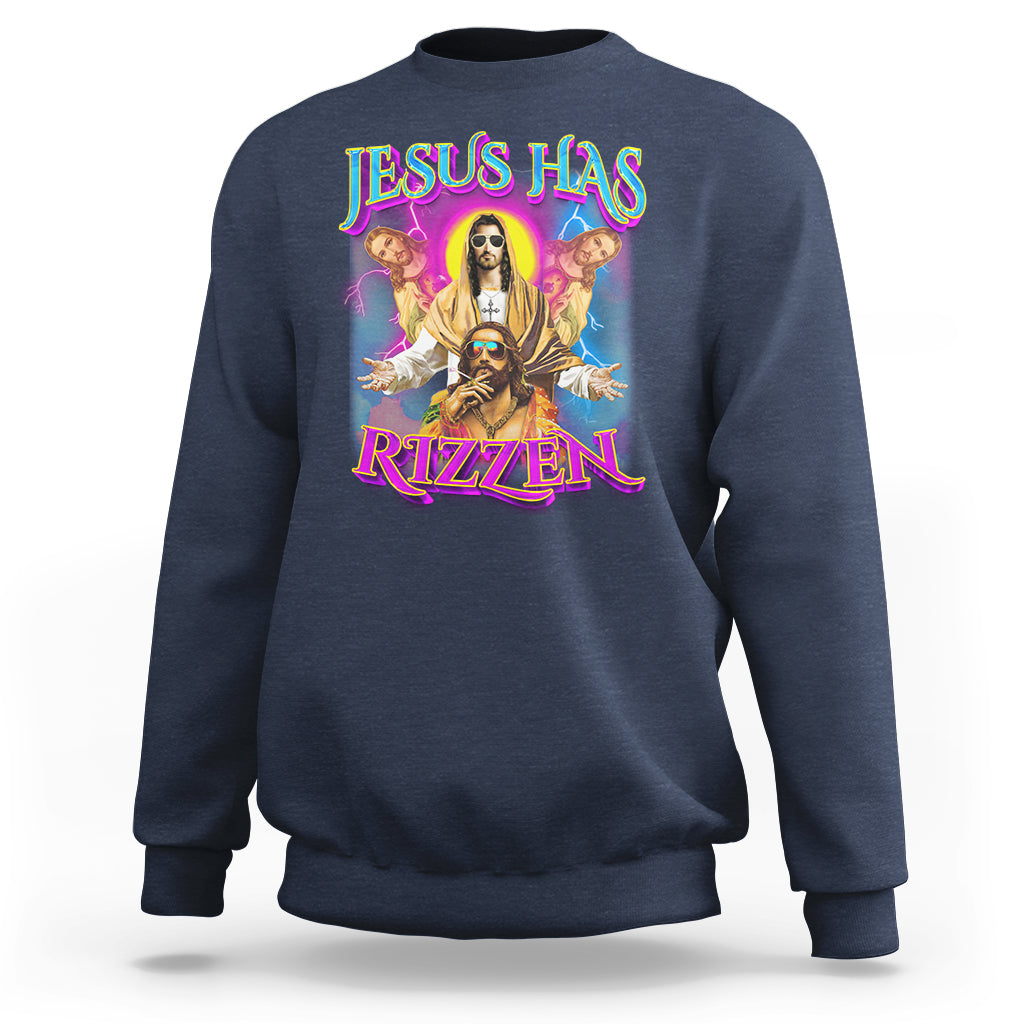 Jesus Has Rizzen Christian Funny Cool Meme Sweatshirt - Wonder Print Shop