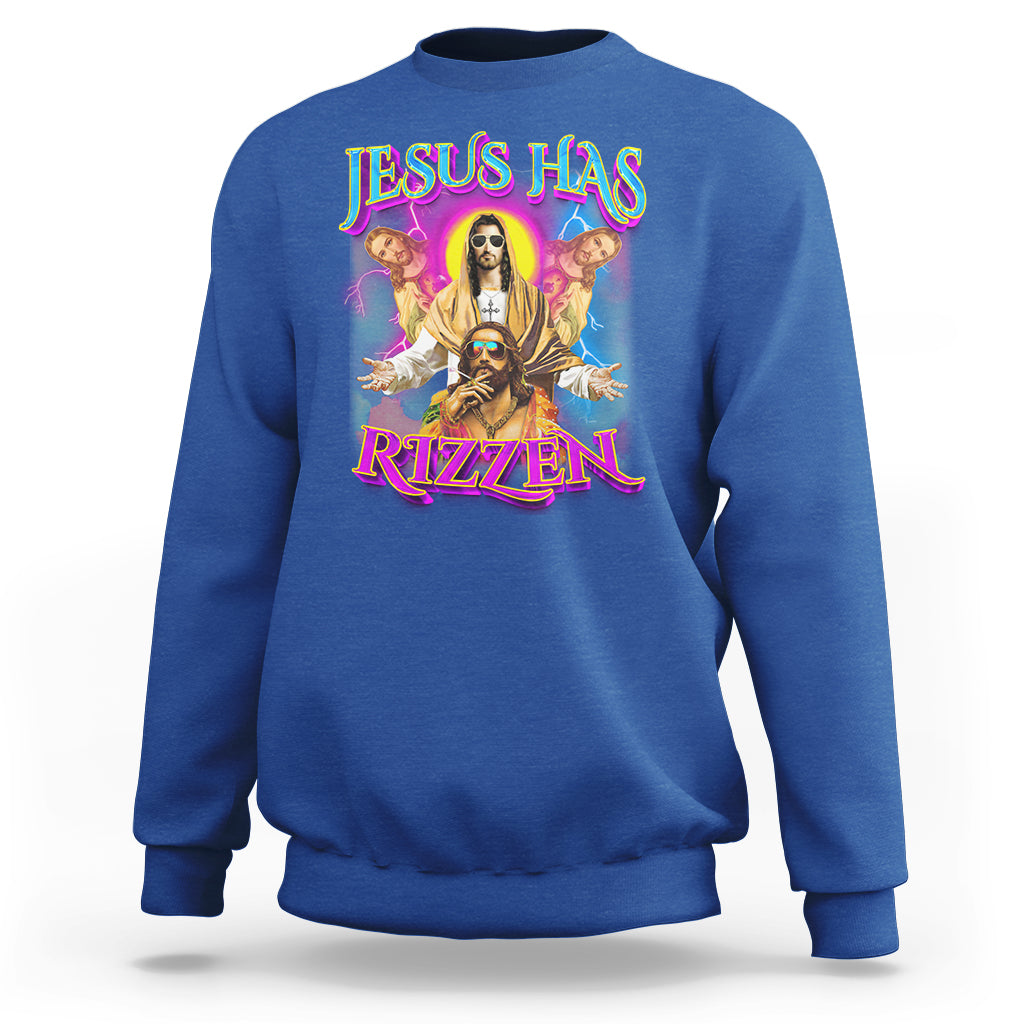 Jesus Has Rizzen Christian Funny Cool Meme Sweatshirt - Wonder Print Shop