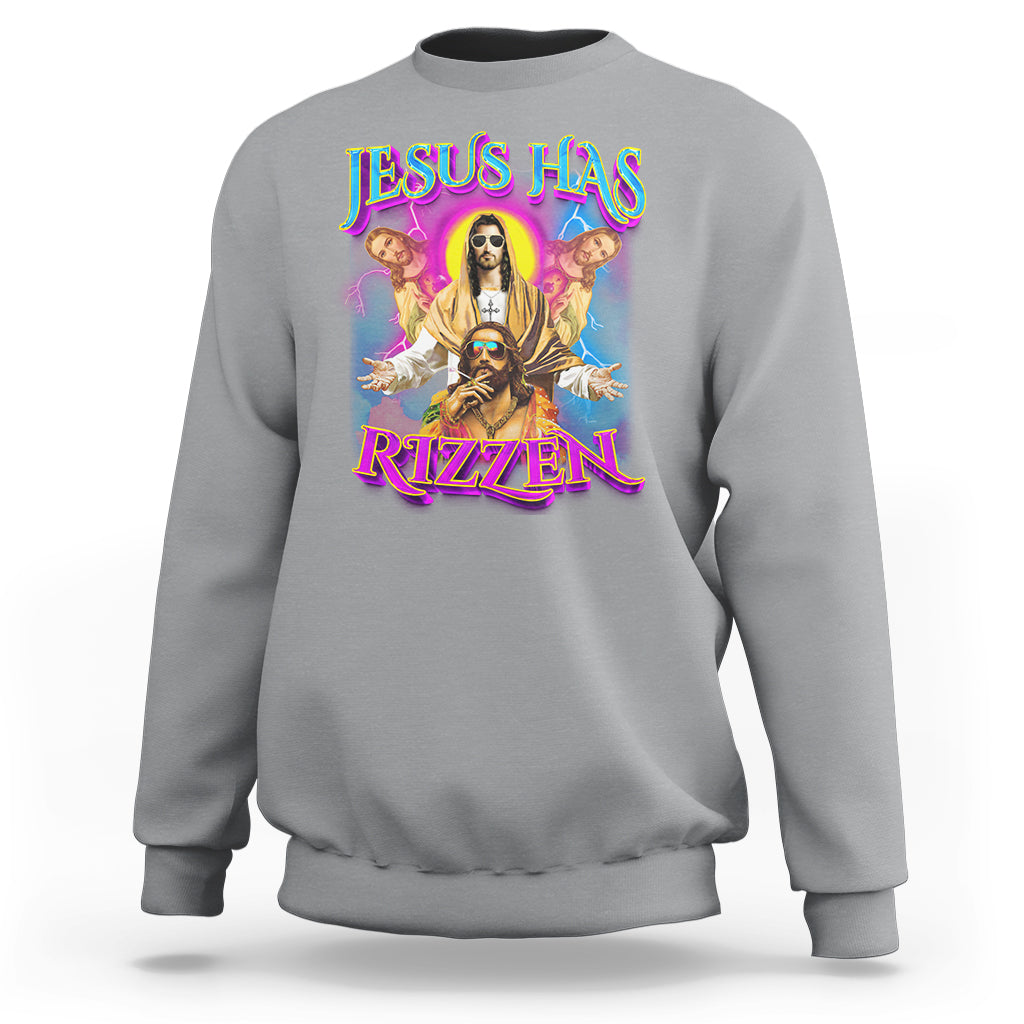 Jesus Has Rizzen Christian Funny Cool Meme Sweatshirt - Wonder Print Shop
