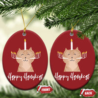 Hanukkah Cat Christmas Ornament Cat Menorah Cute Jewish Kitten Chanukah Hanukkat - Wonder Print Shop