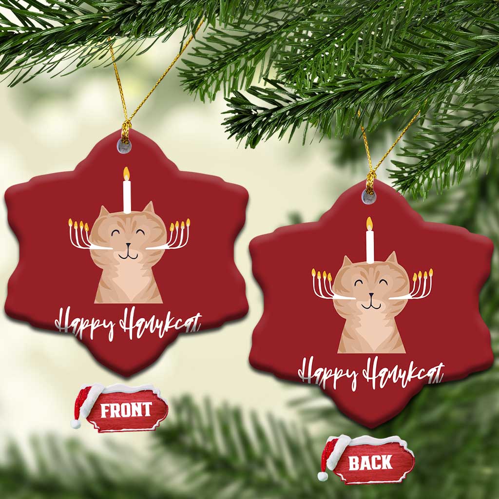 Hanukkah Cat Christmas Ornament Cat Menorah Cute Jewish Kitten Chanukah Hanukkat - Wonder Print Shop