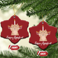 Hanukkah Cat Christmas Ornament Cat Menorah Cute Jewish Kitten Chanukah Hanukkat - Wonder Print Shop