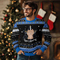 Cute Cat Menorah Hanukkah Ugly Sweater Jewish Kitten Chanukah Hanukkat - Wonder Print Shop