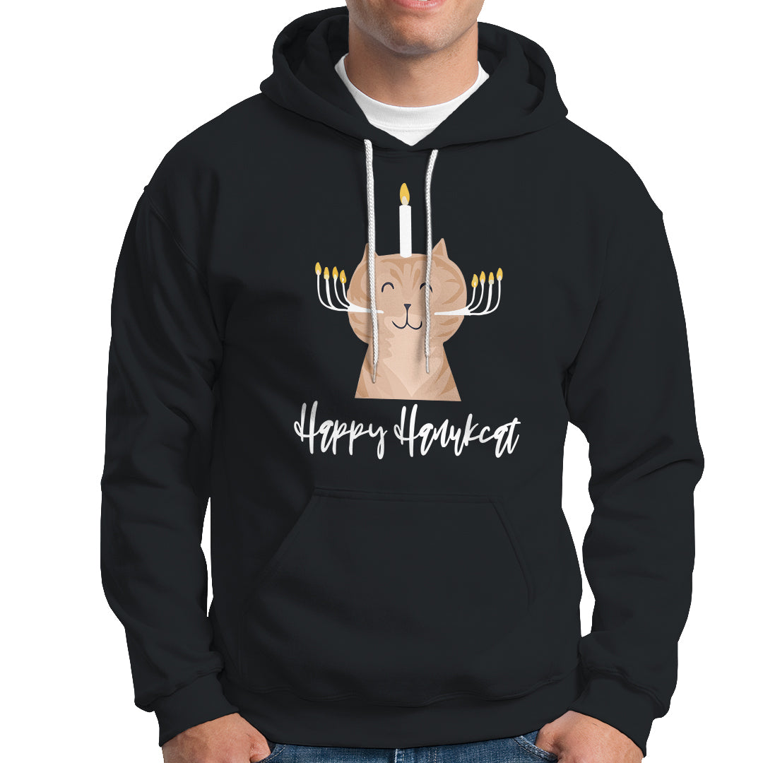 Cat Menorah Cute Jewish Kitten Hanukkah Chanukah Candle Hoodie - Wonder Print Shop