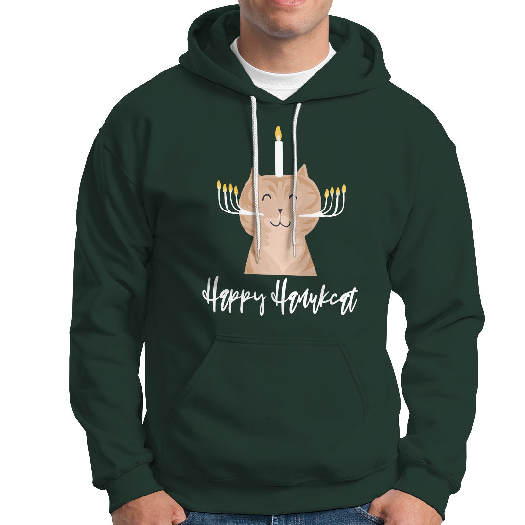 Cat Menorah Cute Jewish Kitten Hanukkah Chanukah Candle Hoodie - Wonder Print Shop