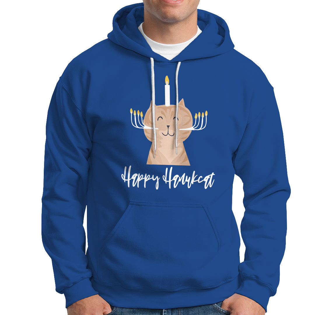 Cat Menorah Cute Jewish Kitten Hanukkah Chanukah Candle Hoodie - Wonder Print Shop