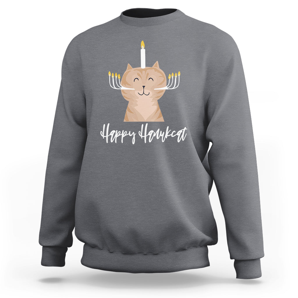 Cat Menorah Cute Jewish Kitten Hanukkah Chanukah Candle Sweatshirt - Wonder Print Shop