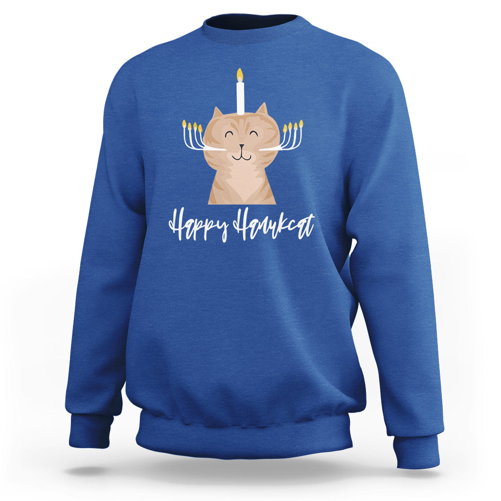 Cat Menorah Cute Jewish Kitten Hanukkah Chanukah Candle Sweatshirt - Wonder Print Shop