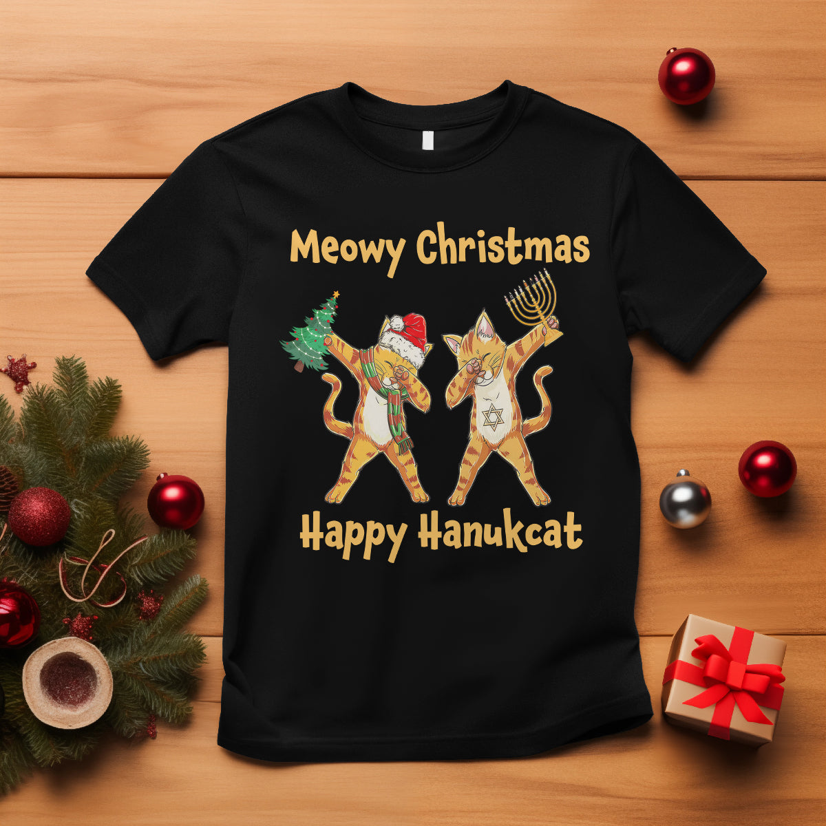 Happy Hanukcat Meowy Christmas Cat Lover Hanukkah T Shirt - Wonder Print Shop