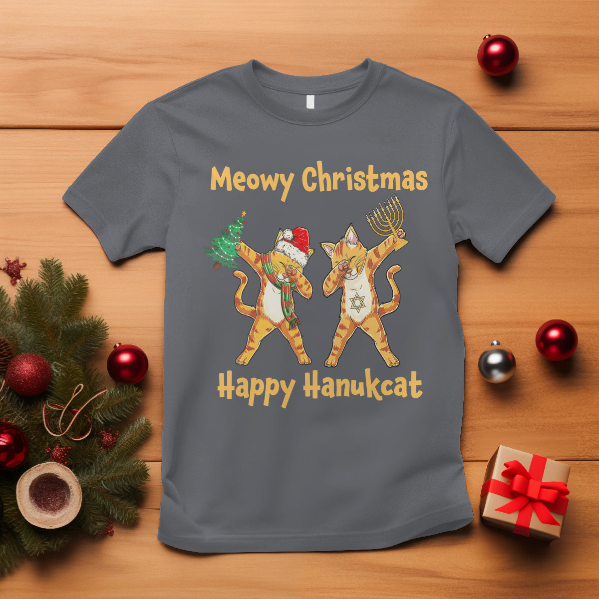 Happy Hanukcat Meowy Christmas Cat Lover Hanukkah T Shirt - Wonder Print Shop