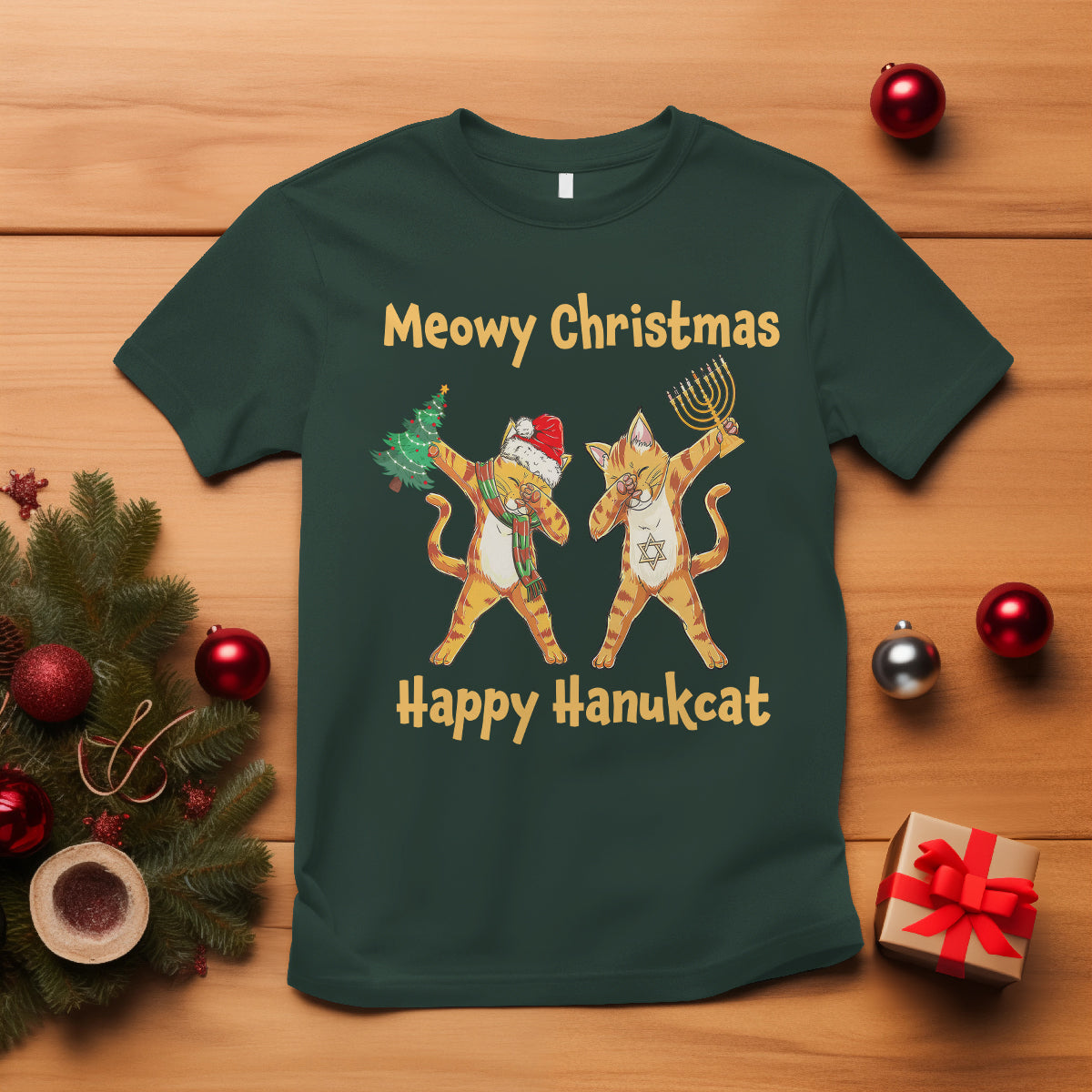 Happy Hanukcat Meowy Christmas Cat Lover Hanukkah T Shirt - Wonder Print Shop