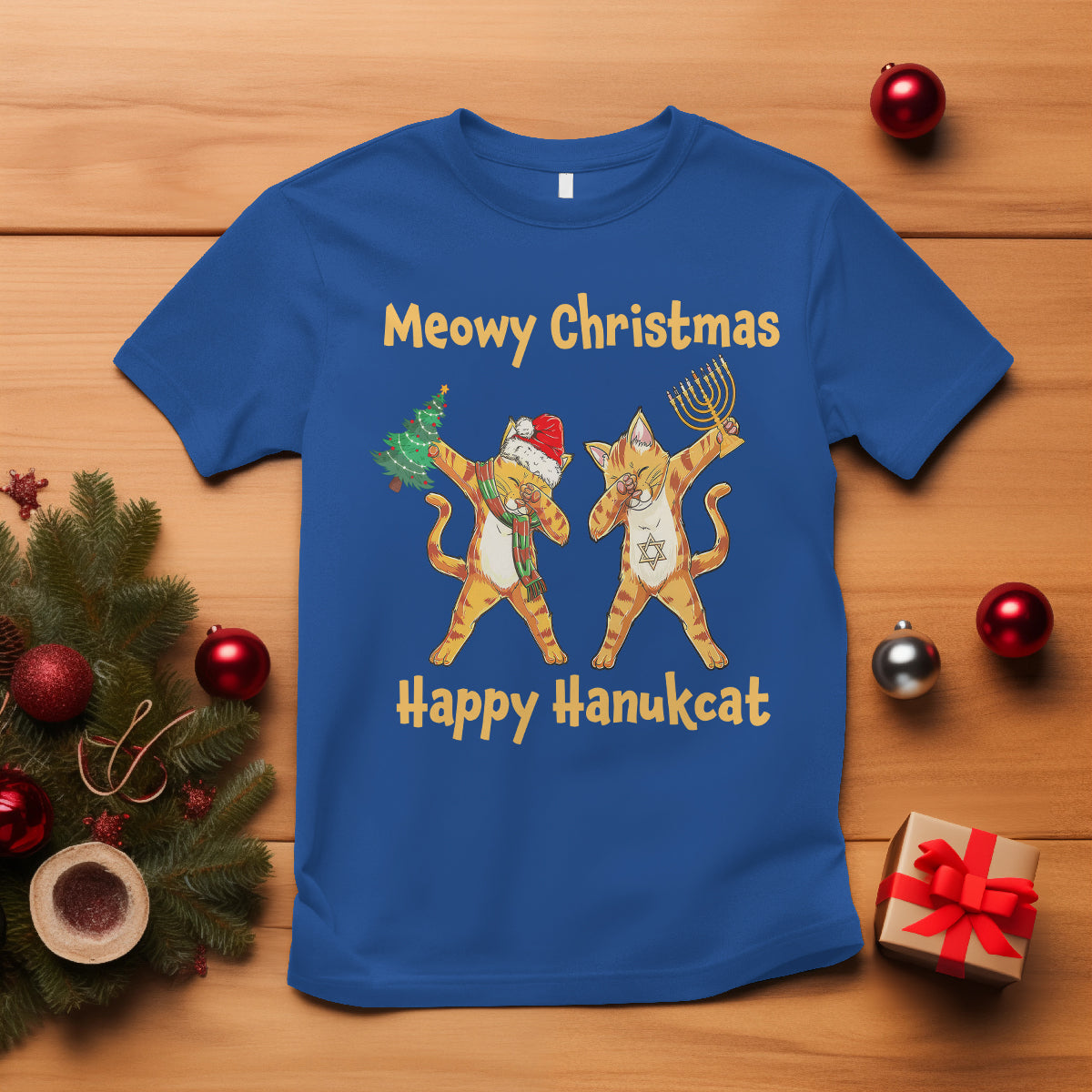 Happy Hanukcat Meowy Christmas Cat Lover Hanukkah T Shirt - Wonder Print Shop